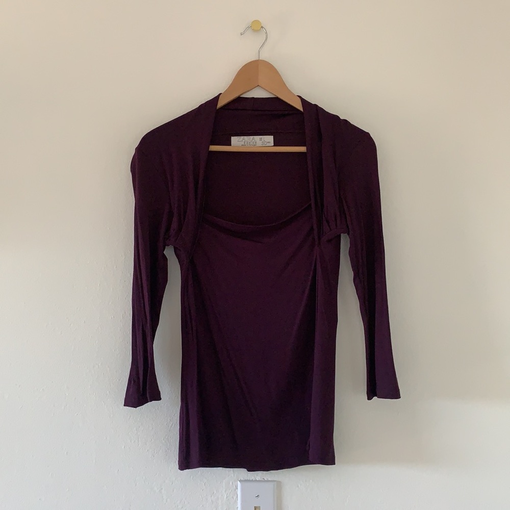 Zara Basics Square Neck 3/4 sleeve blouse